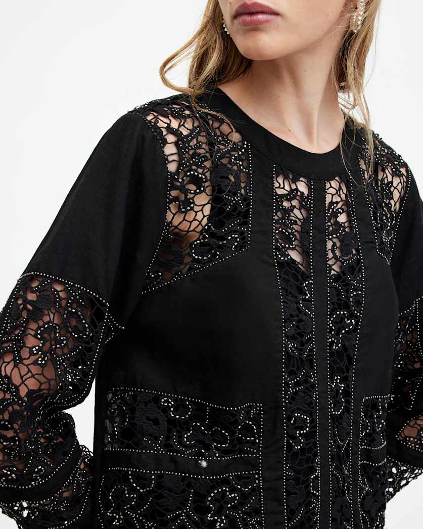 Noush Embellished Linen Blend Mini Dress