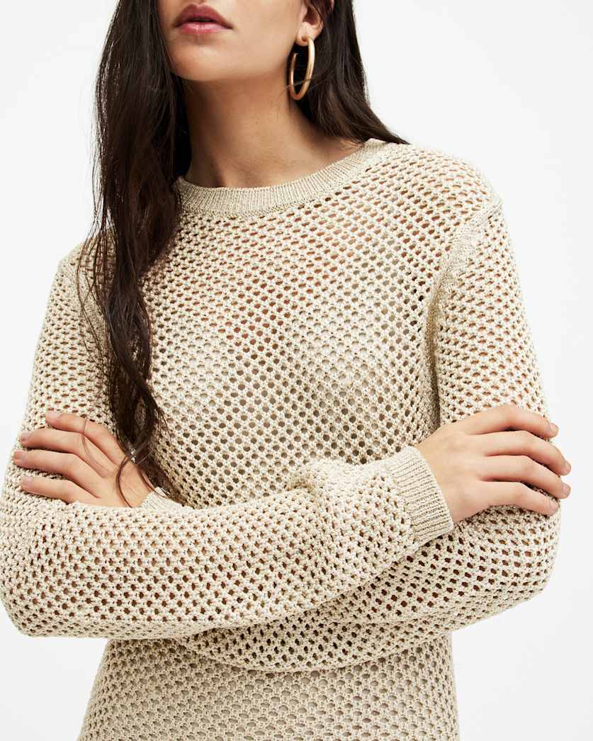 Jesse Metallic Crochet Midi Dress