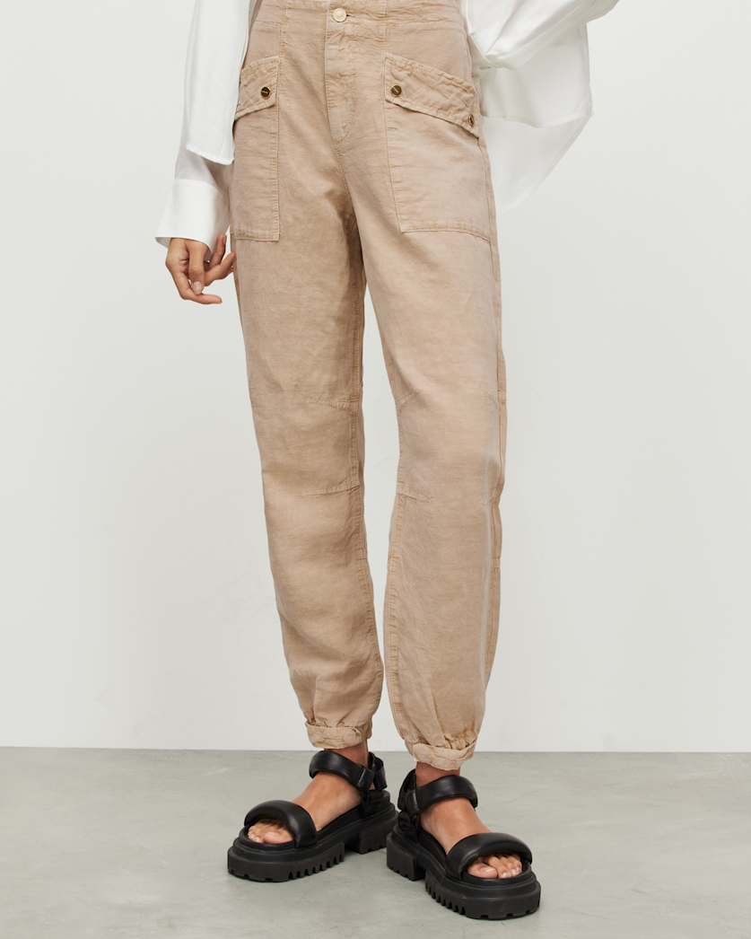 Val High-Rise Cargo Linen Blend Trousers