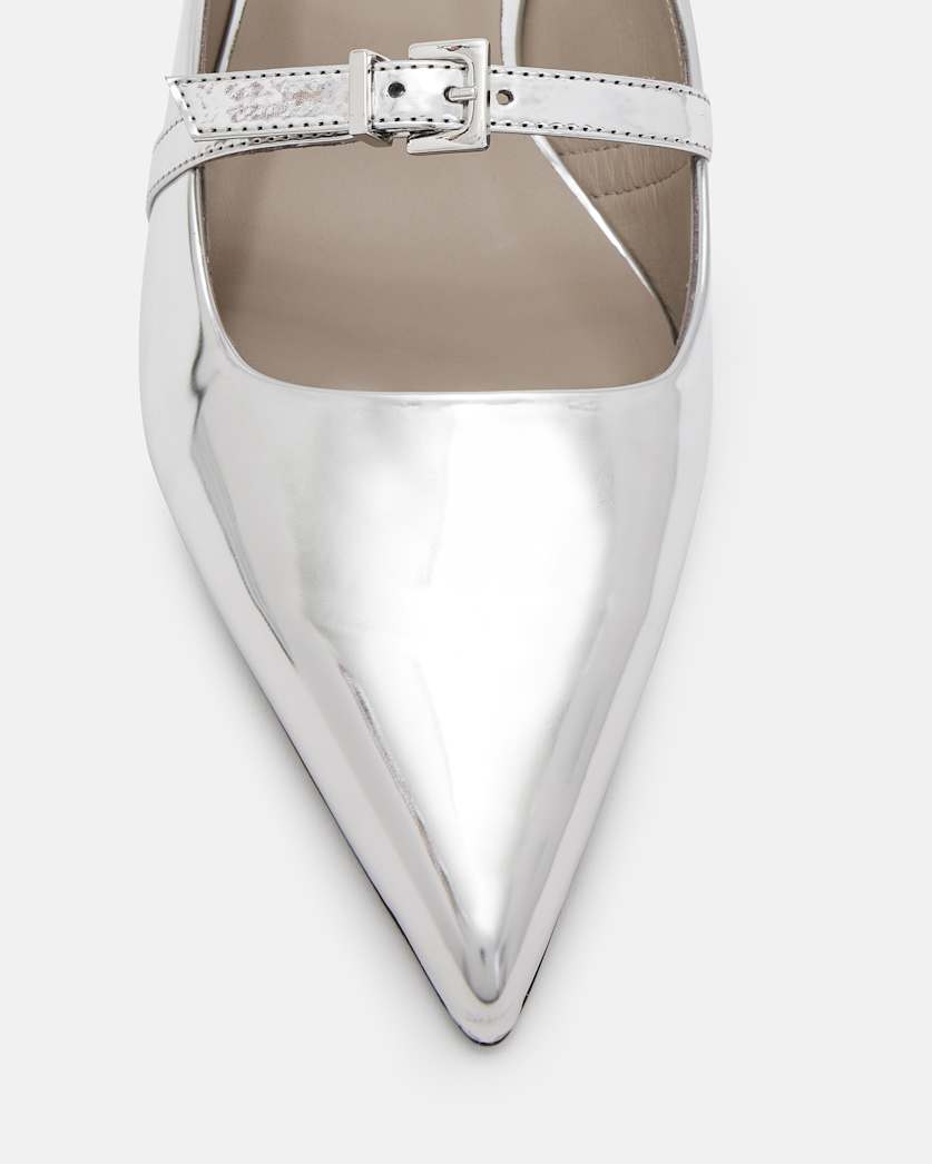 Shar Metallic Leather Flat Shoes