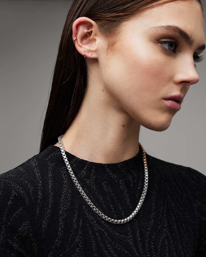 Box Chain Two Tone Necklace