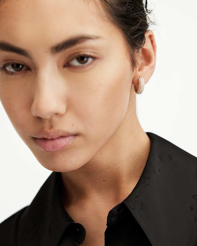 Pearl Beaded Chunky Hoop Earrings