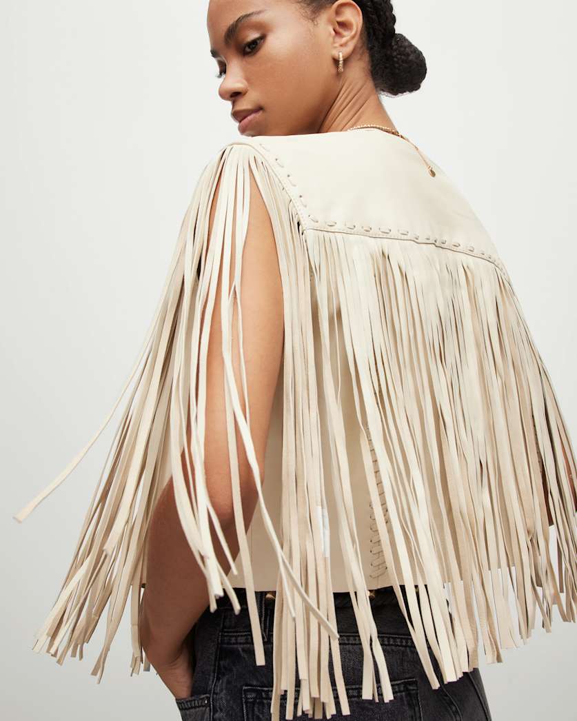 Astral Leather Fringed Gilet