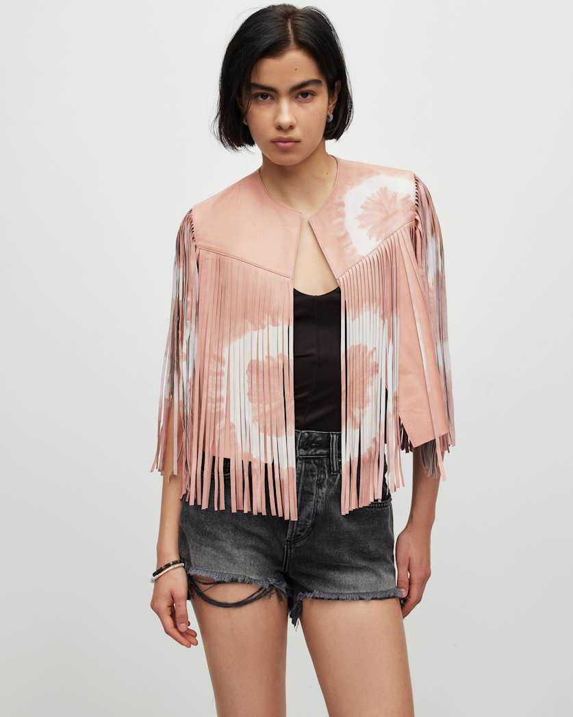 Evie Leather Tie Dye Tassel Gilet