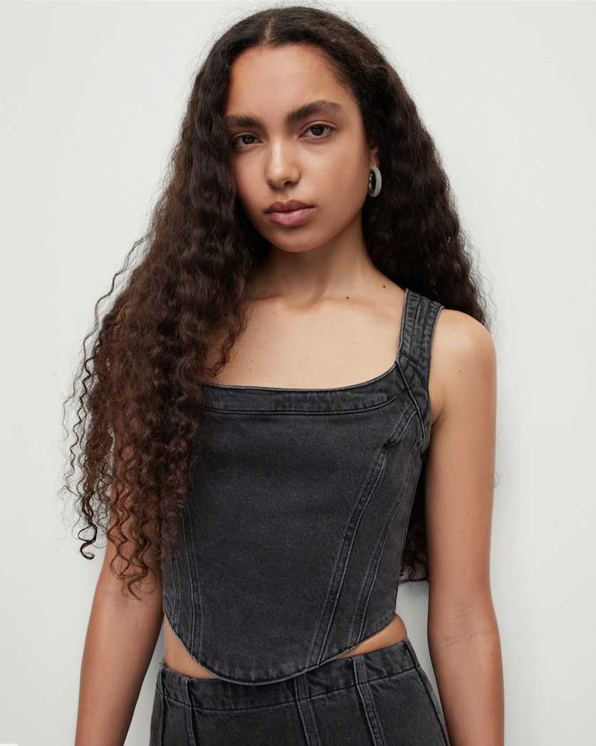 Charli Denim Cropped Corset Top
