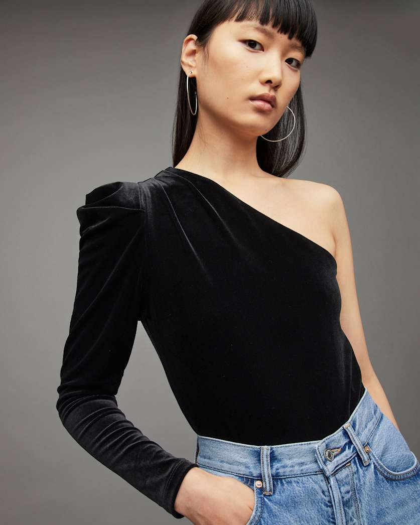 Daphne Velvet One Shoulder Bodysuit