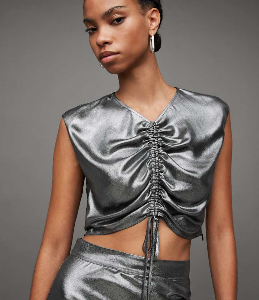 Carla Gathered Metallic Matching Co-Ord  large