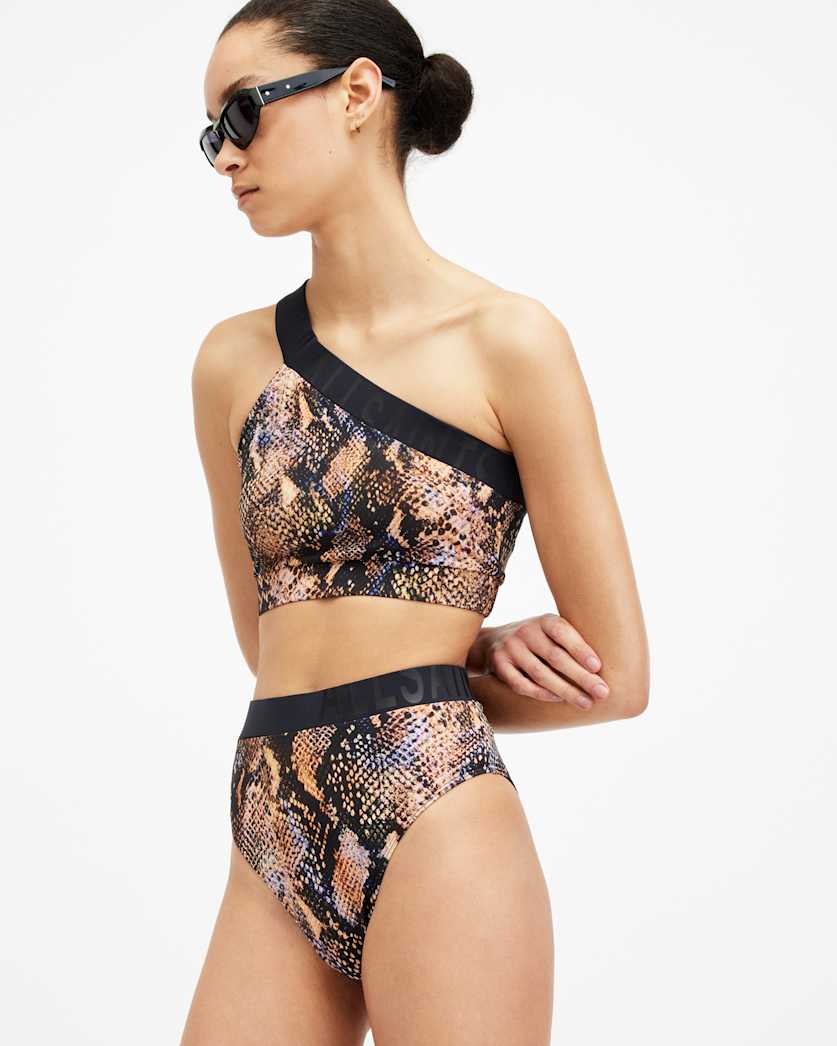 Dara Snake Print Asymmetric Bikini Top