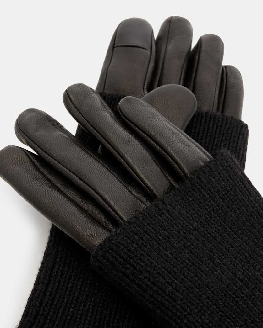 Zoya Extended Knitted Cuff Leather Gloves