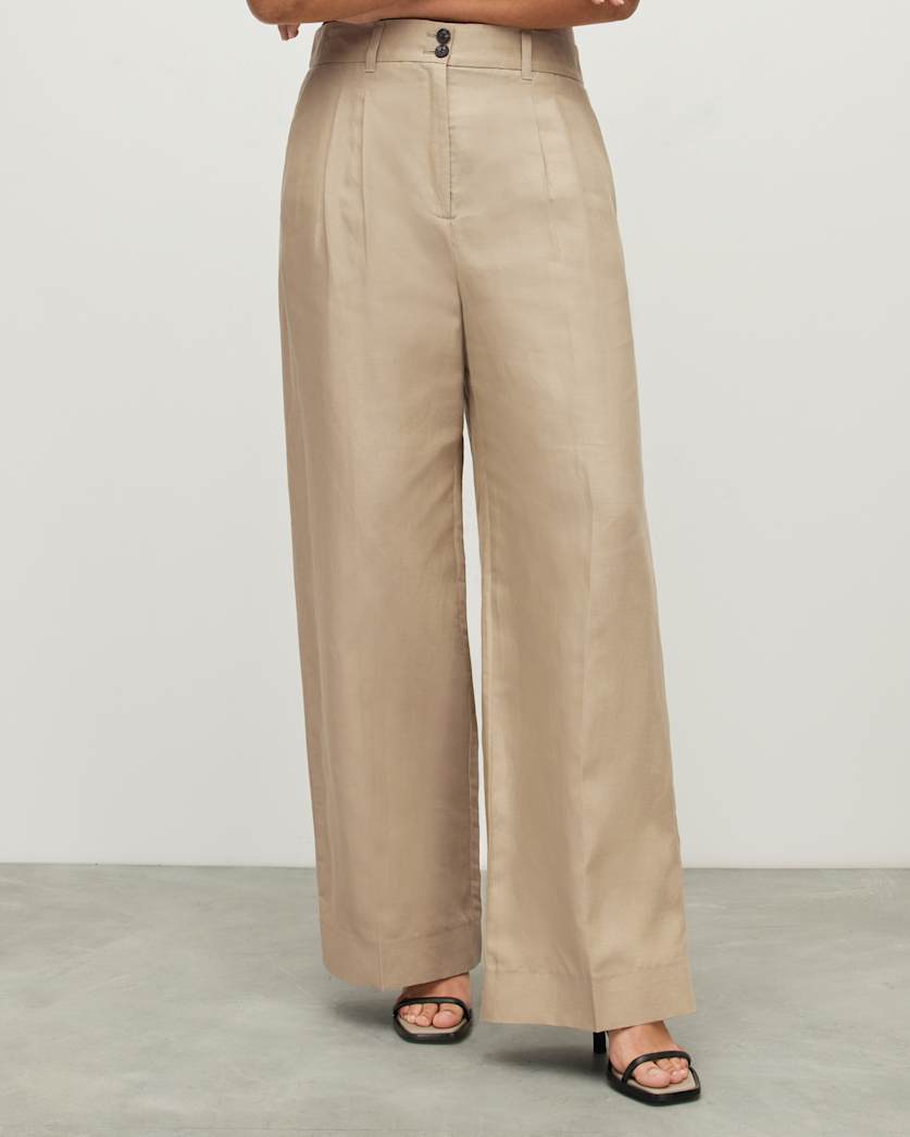 Petra Linen Blend Wide Leg Trousers