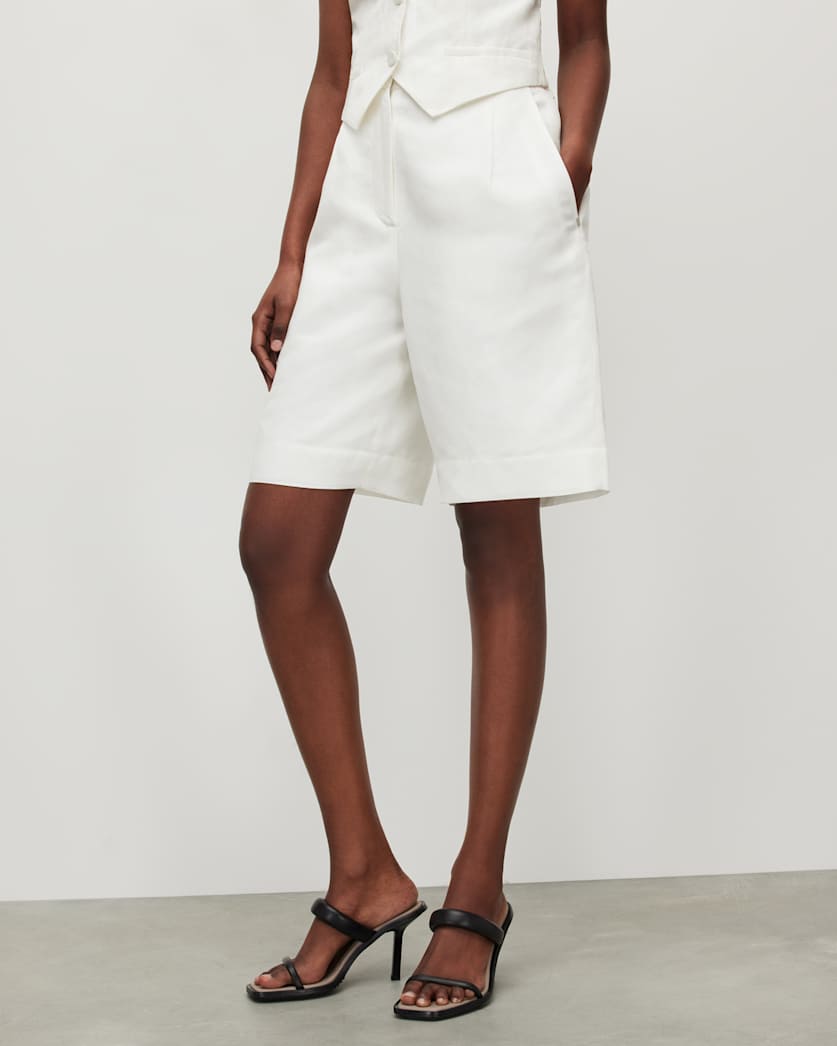 Petra High-Rise Wide Linen Blend Shorts