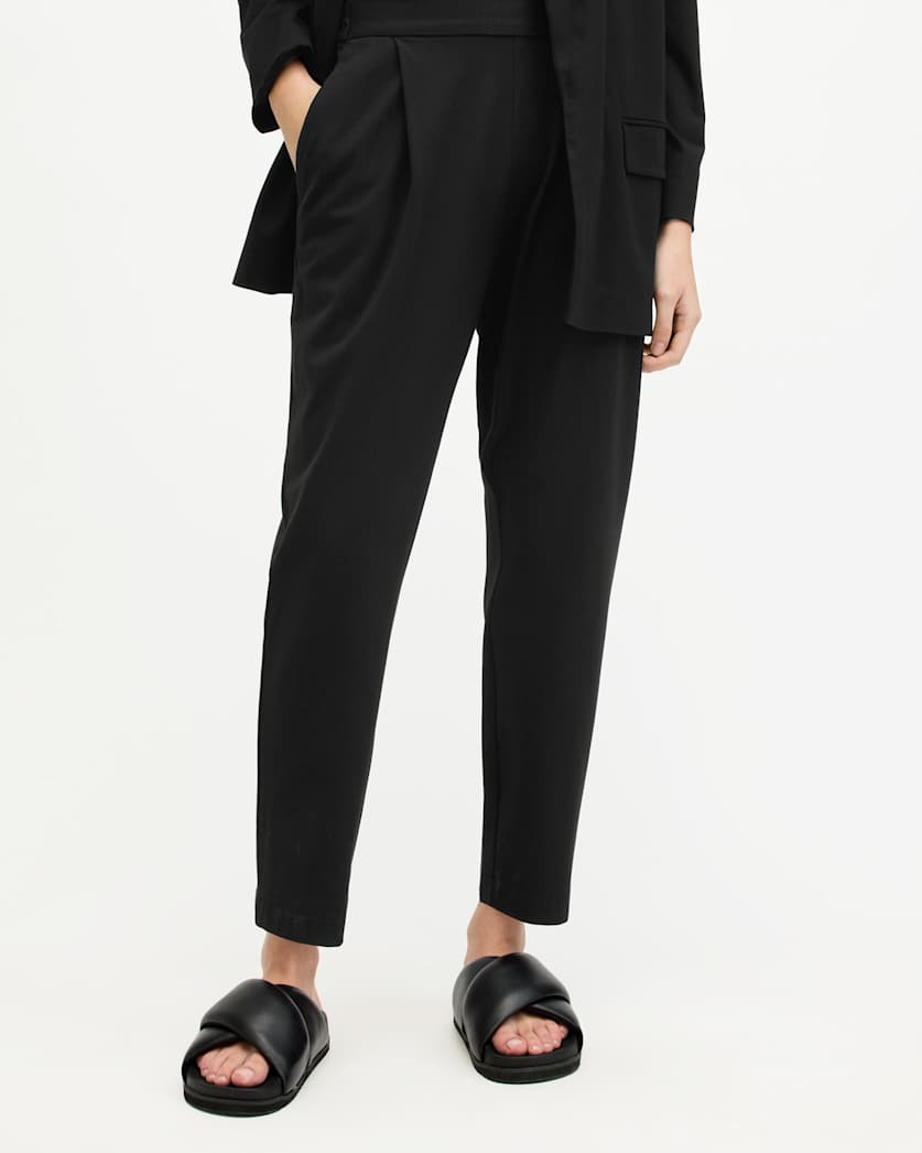 Aleida Mid-Rise Tapered Jersey Trousers