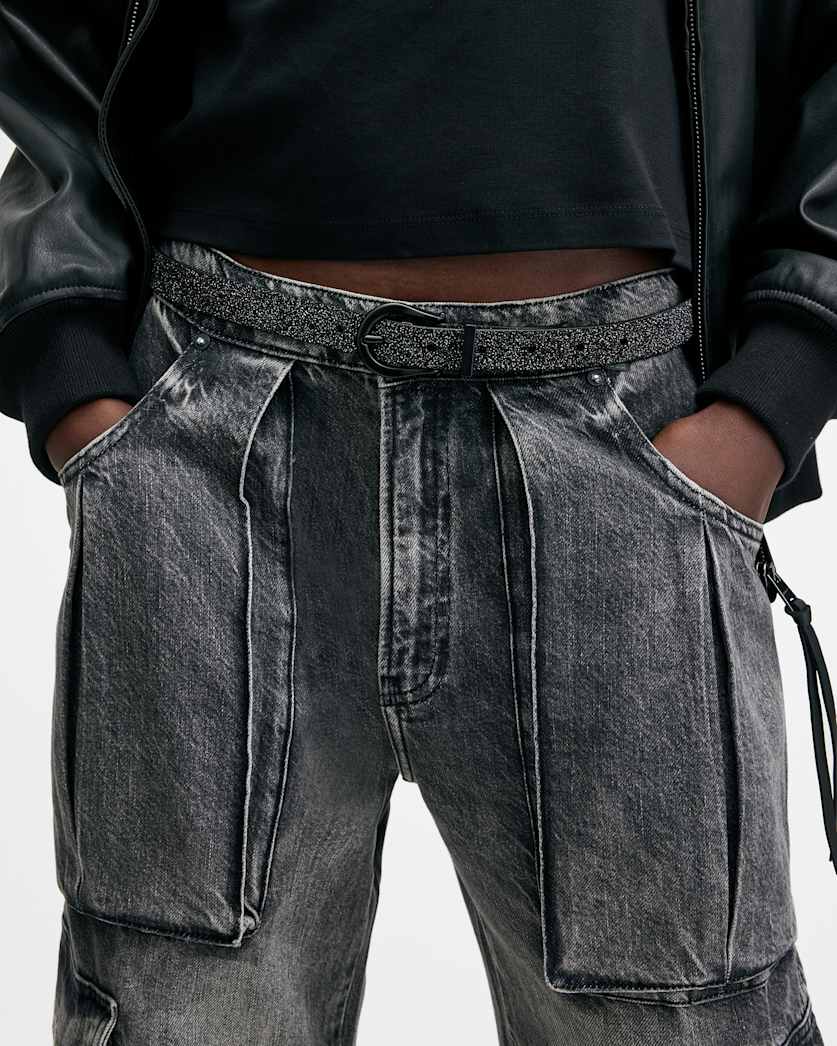 Luna Sparkle Skinny Leather Western Belt
