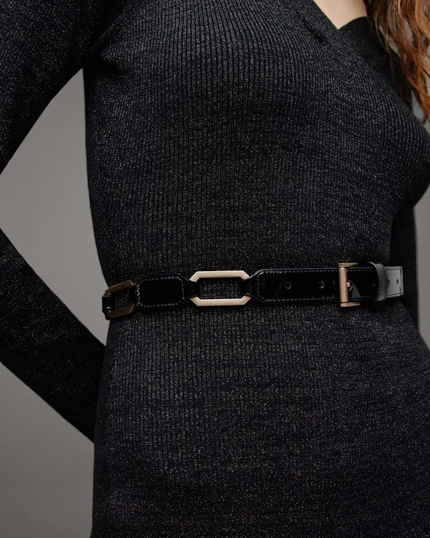 Dakota Leather Hexagon Link Belt