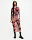 Tia Colca Mesh Printed Midi Dress