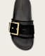 Ellie Raffia Buckle Leather Sliders