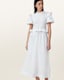 Ode Shirred Puff Sleeve Midi Dress