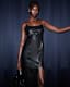 Norlene Scoop Neck Leather Midi Dress