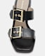 Camille Leather Buckle Strap Block Heels