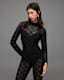 Flocked Laced Bodycon Catsuit