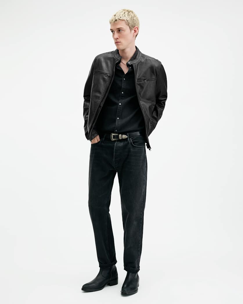 Jade Tab Collar Leather Jacket