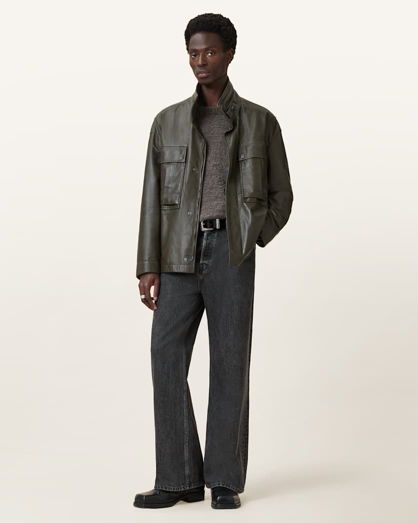 Halton Funnel Collar Leather Jacket