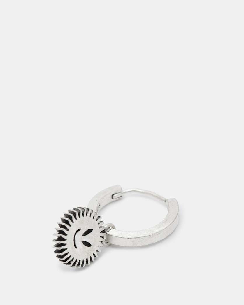 Sun Smirk Sterling Silver Hoop Earring