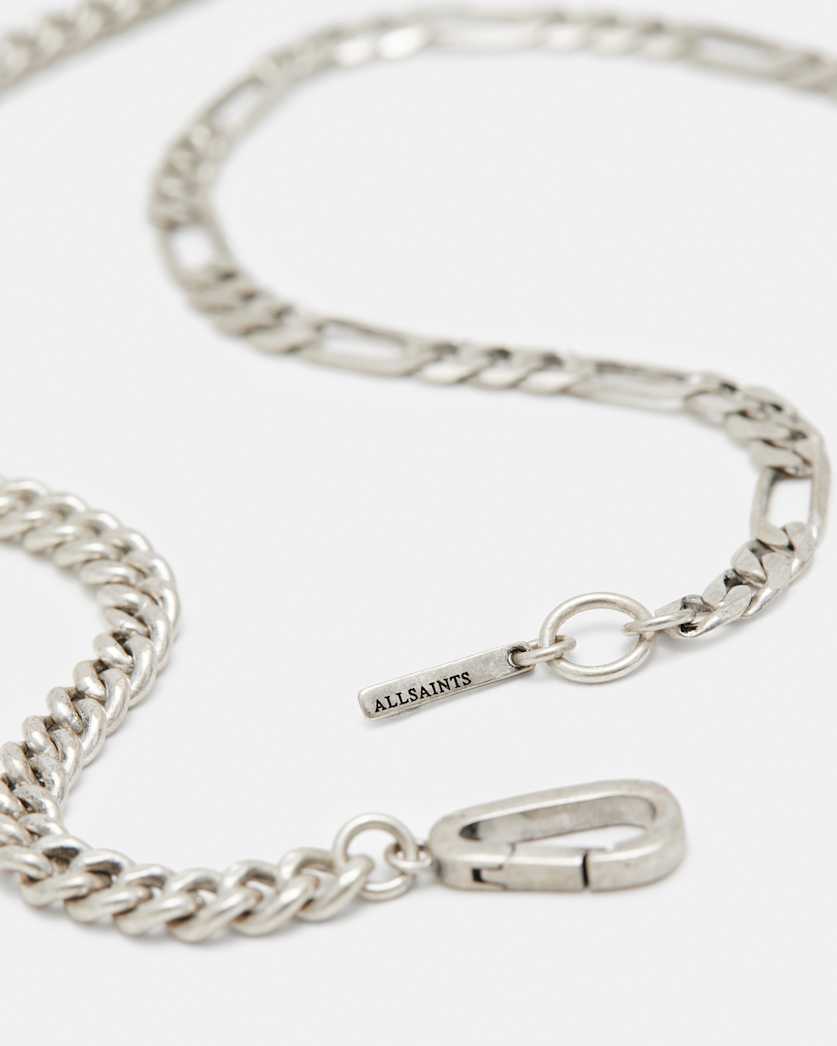 Curb Figaro Sterling Silver Mix Necklace