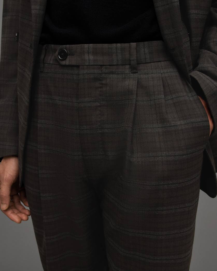 Spica Checked Wide Tapered Fit Trousers