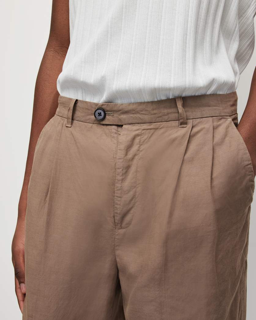 Envira Linen Blend Cropped Trousers