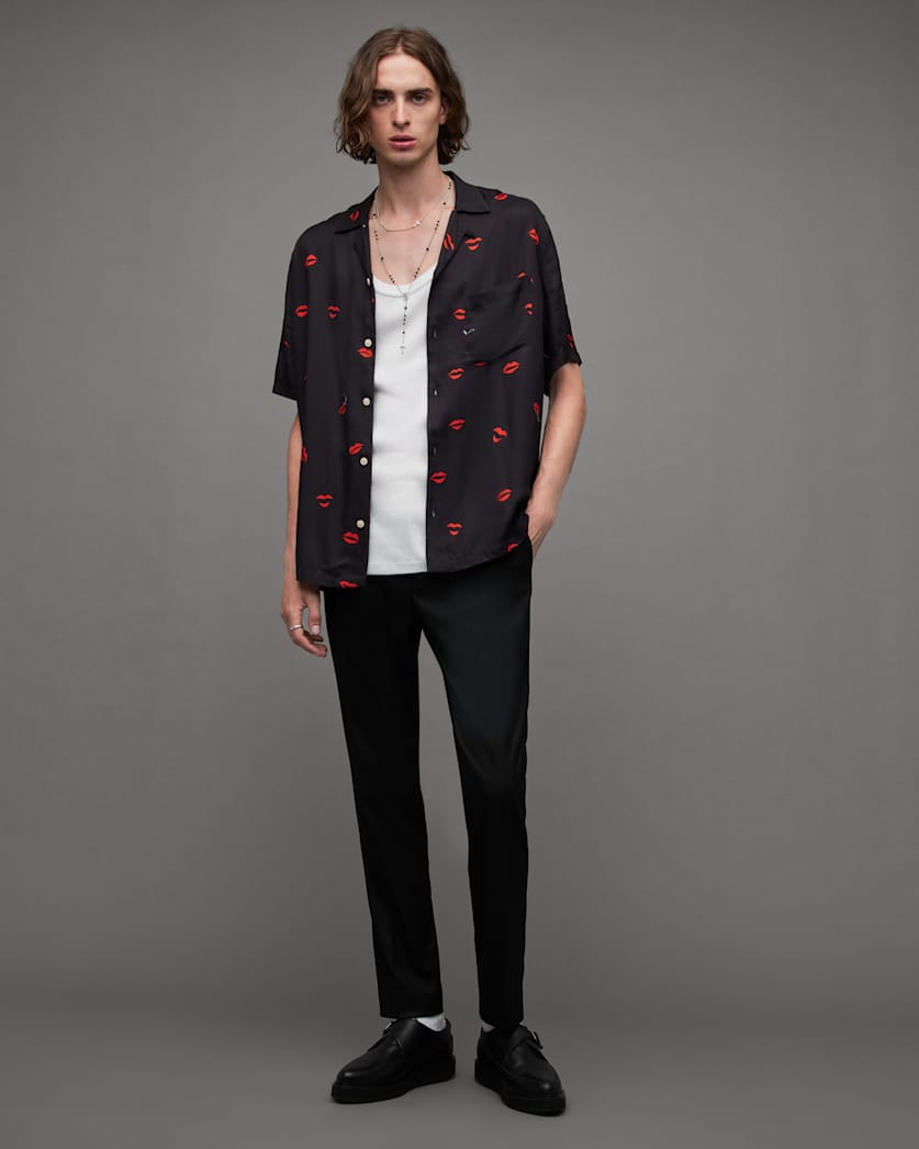 Tekisuto Lip Print Short Sleeve Shirt