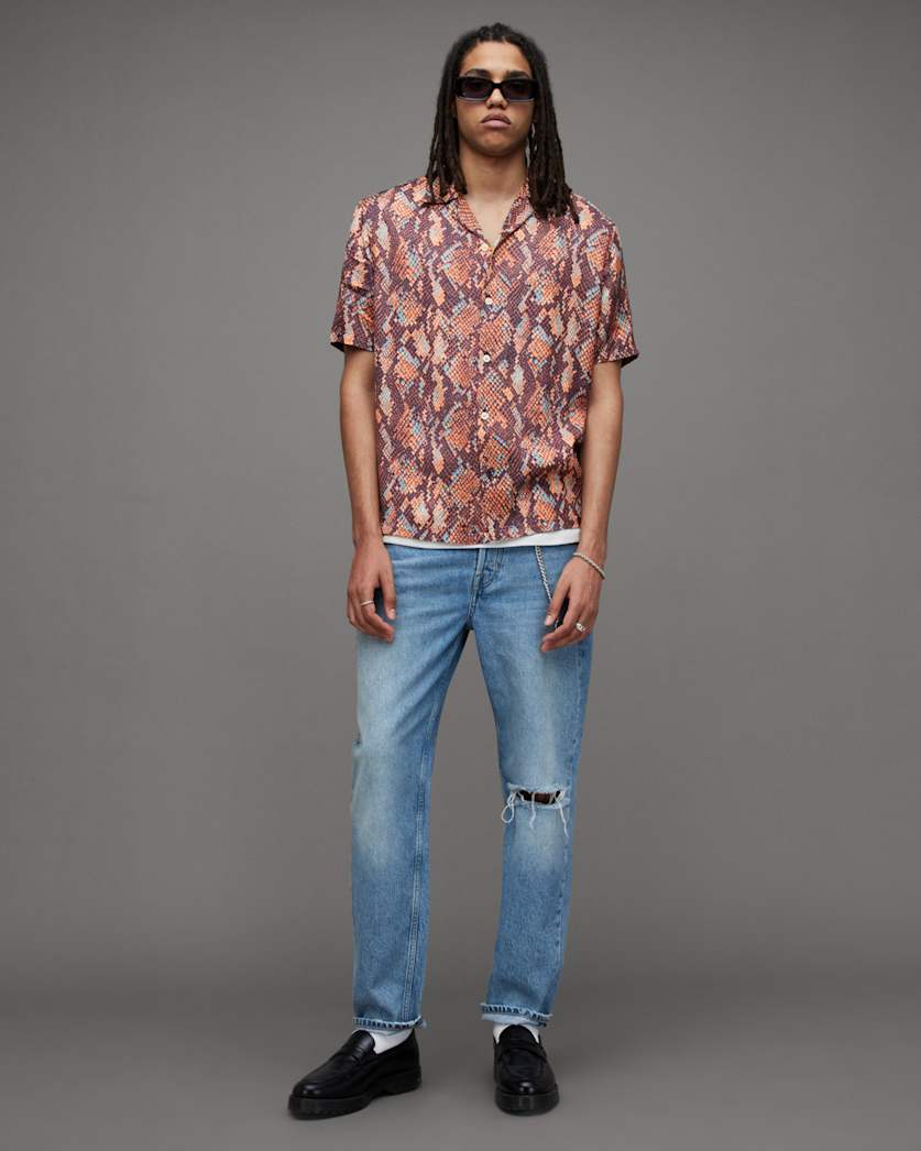 Rattle Snake Print Short Sleeve Shirt