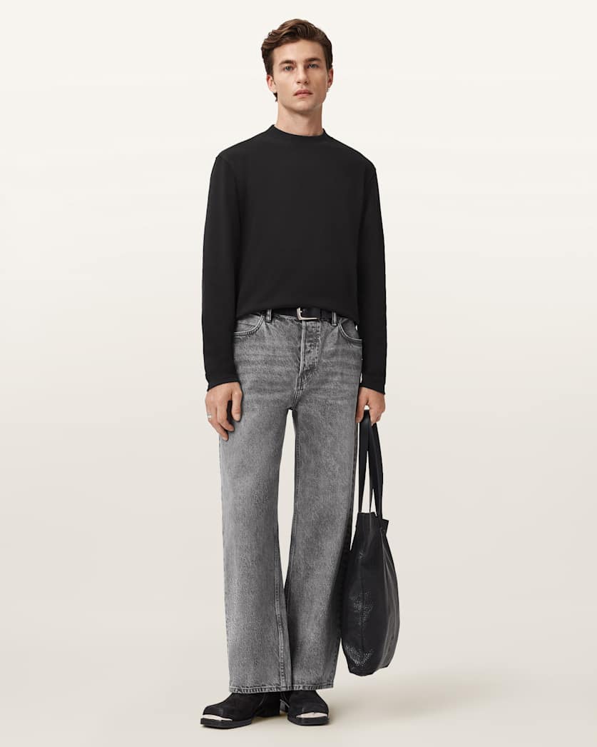Nero Mock Neck Relaxed Fit T-Shirt