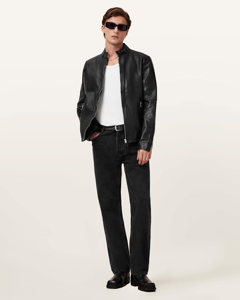 Cora Leather Snap Back Collar Jacket