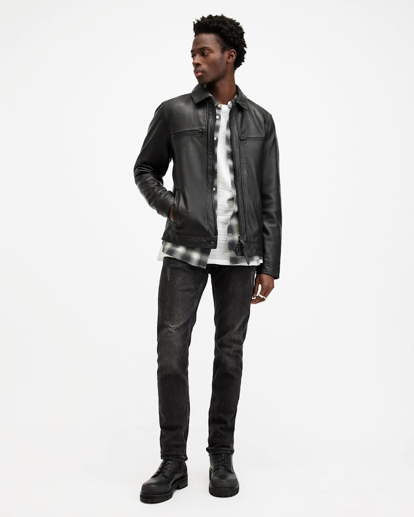 Luck Zip Up Leather Jacket