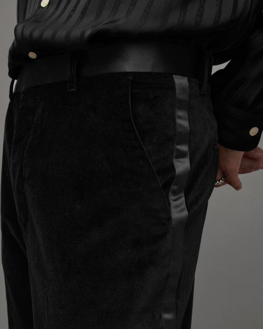 Lyra Satin Trim Velvet Slim Fit Trousers