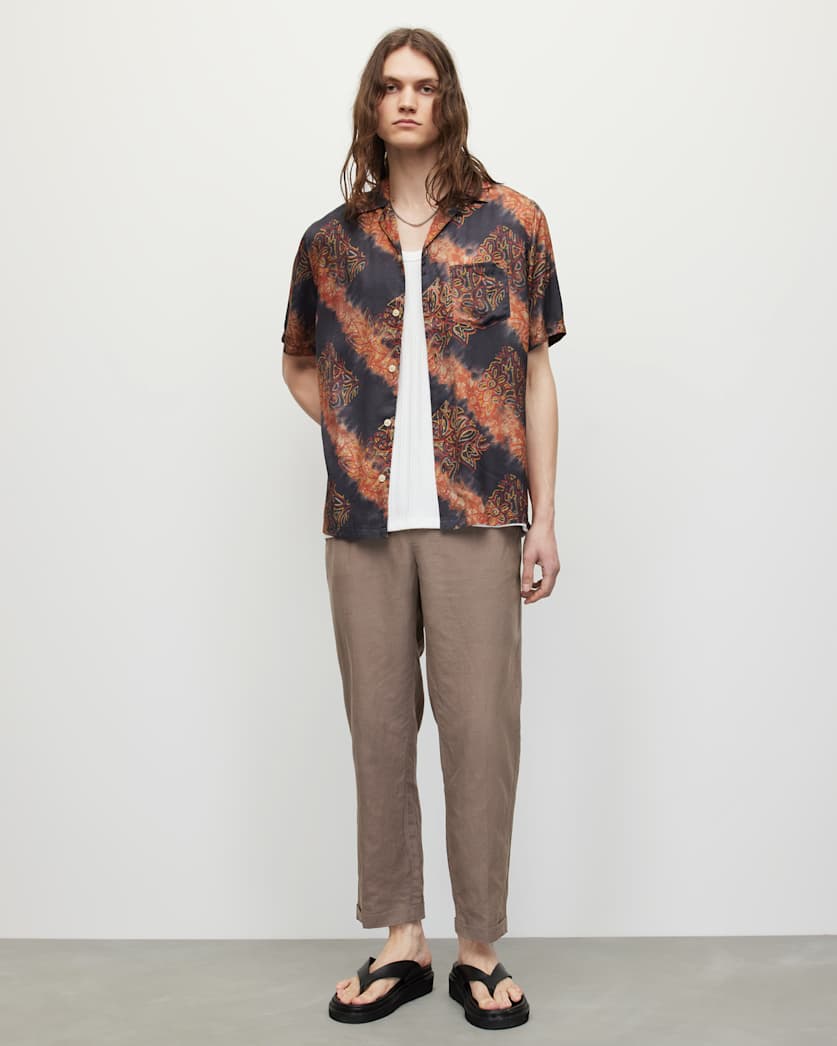 Zipo Camp Collar Tie Dye Relaxed Shirt