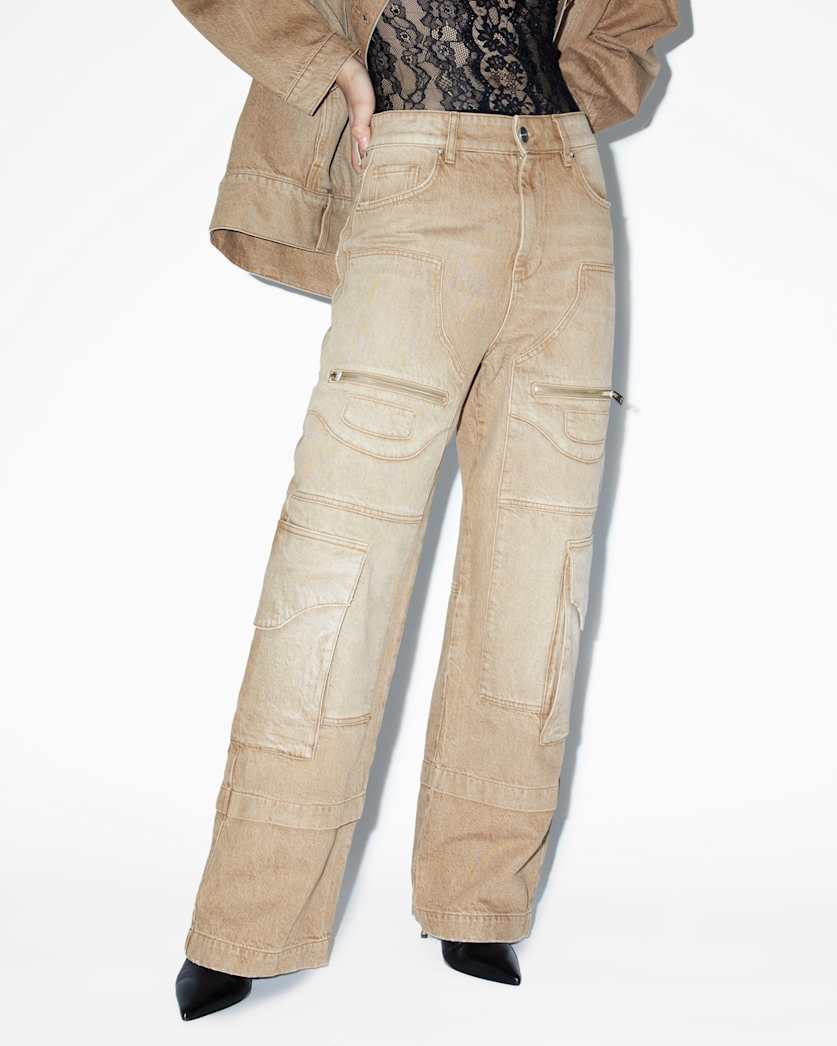 Archie Wide Leg Denim Cargo Jeans