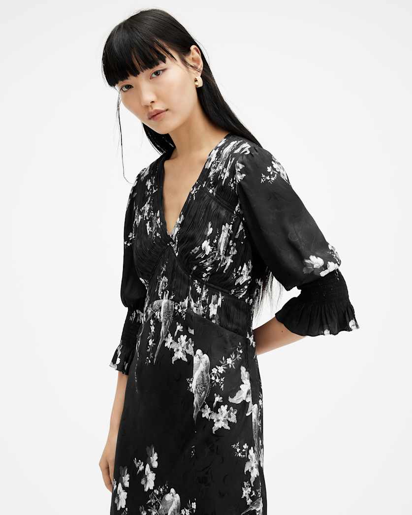 Ani Iona Jacquard V-Neck Midi Dress
