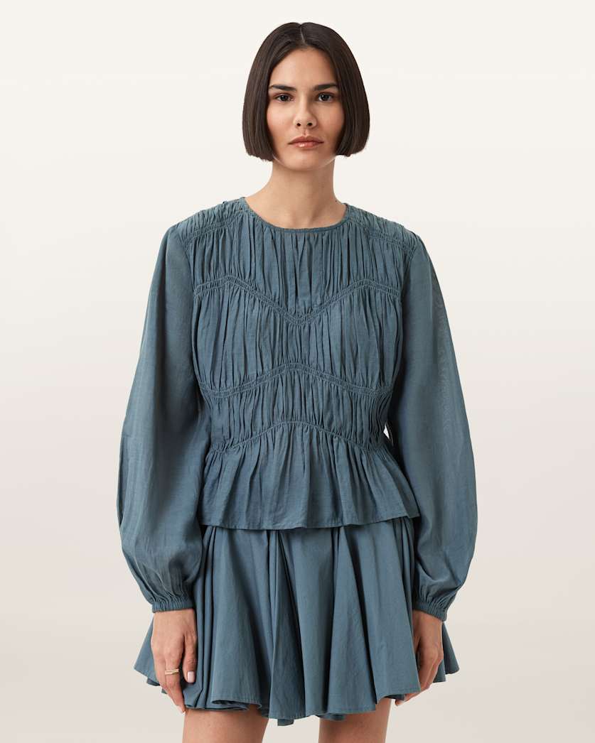 Melani Round Neck Gathered Top