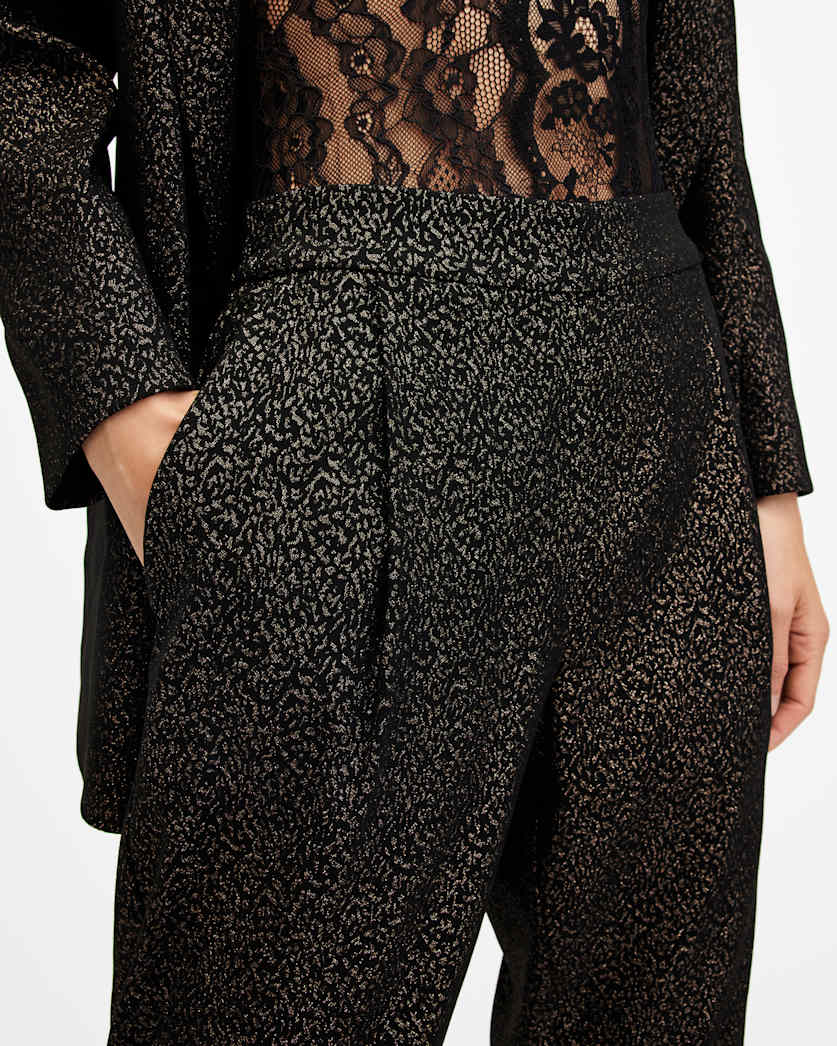 Aleida Leopard Jacquard Shimmer Trousers