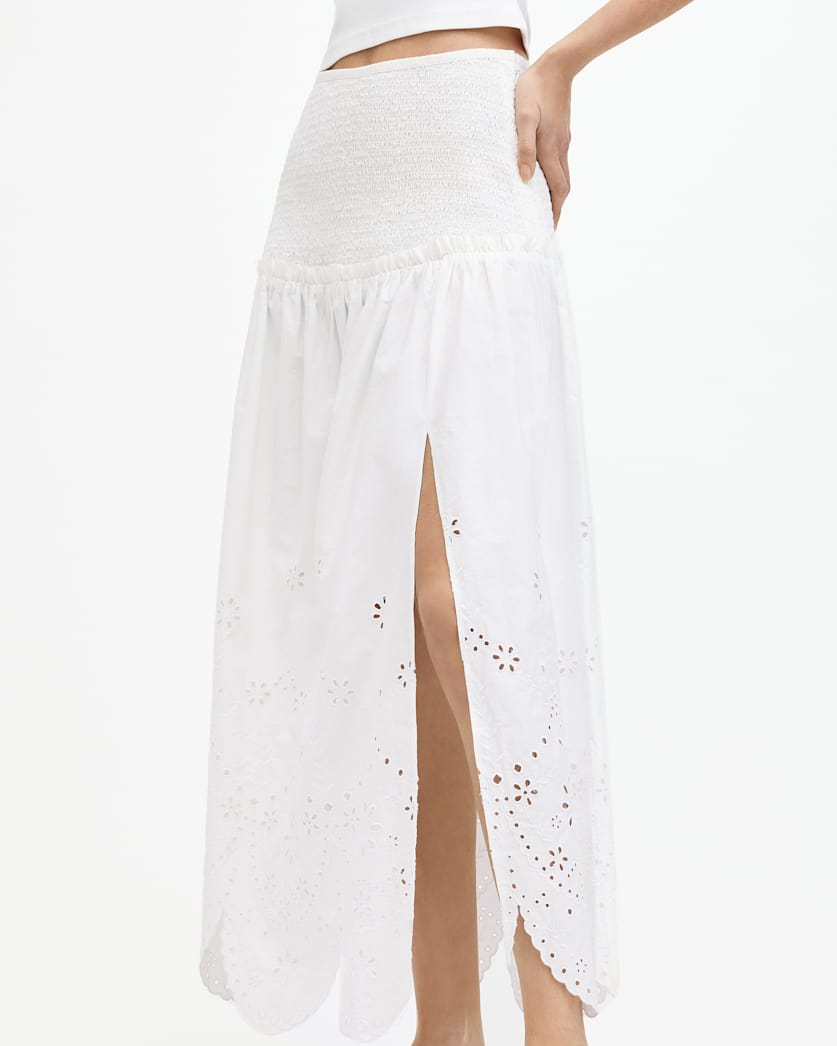 Alex Embroidered Broderie Midi Skirt