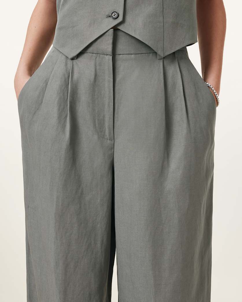 Averie Tencel Wide Leg Linen Blend Trousers