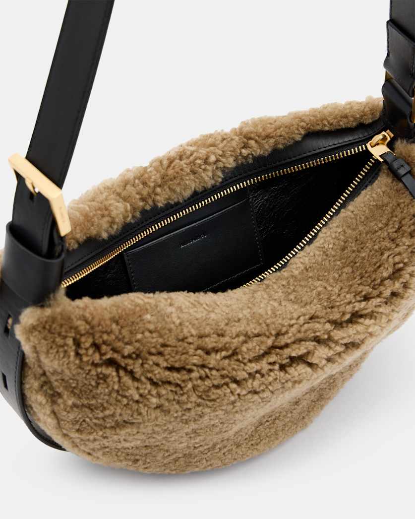 Half Moon Shearling Crossbody Bag