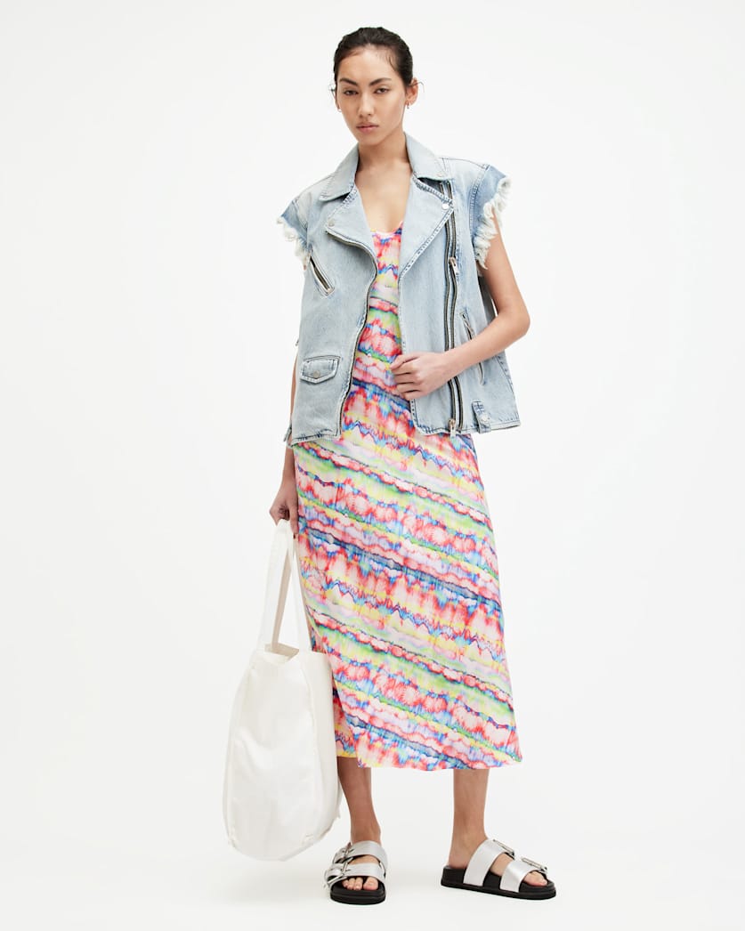 Bryony Rainbow Print Midi Slip Dress