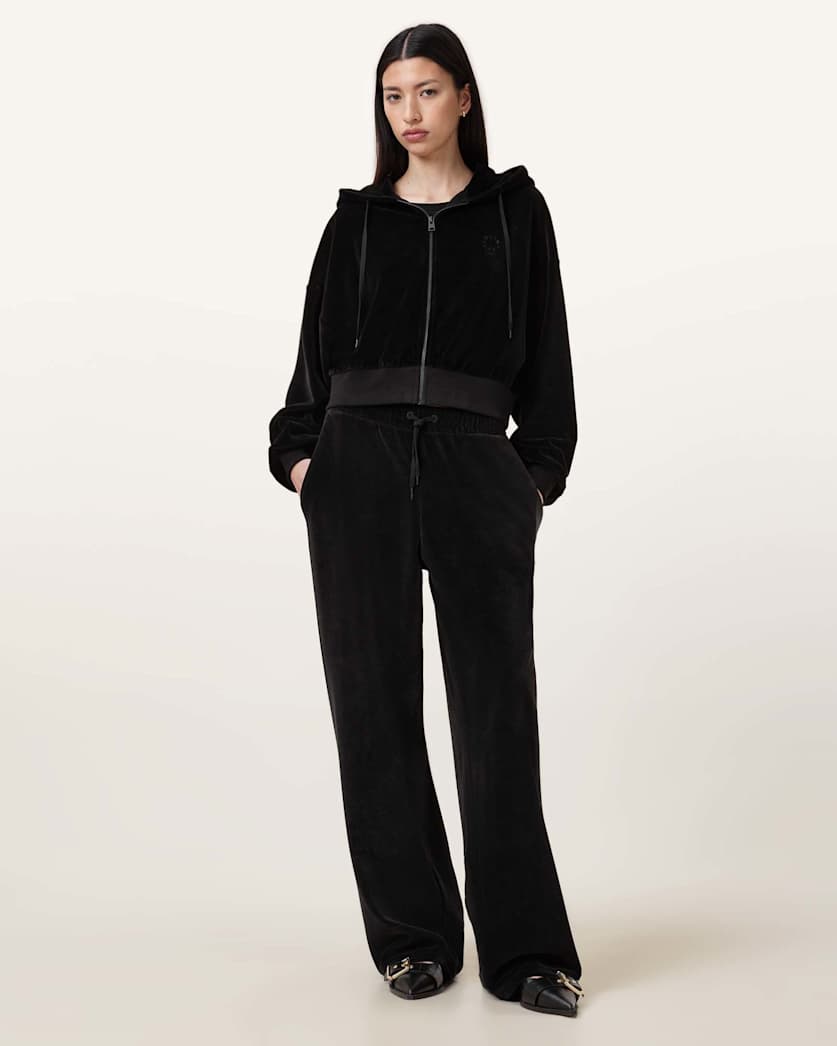 Vinny Relaxed Fit Zip Up Velvet Hoodie