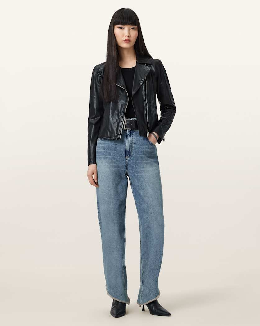 Vela Slim Fit Leather Biker Jacket