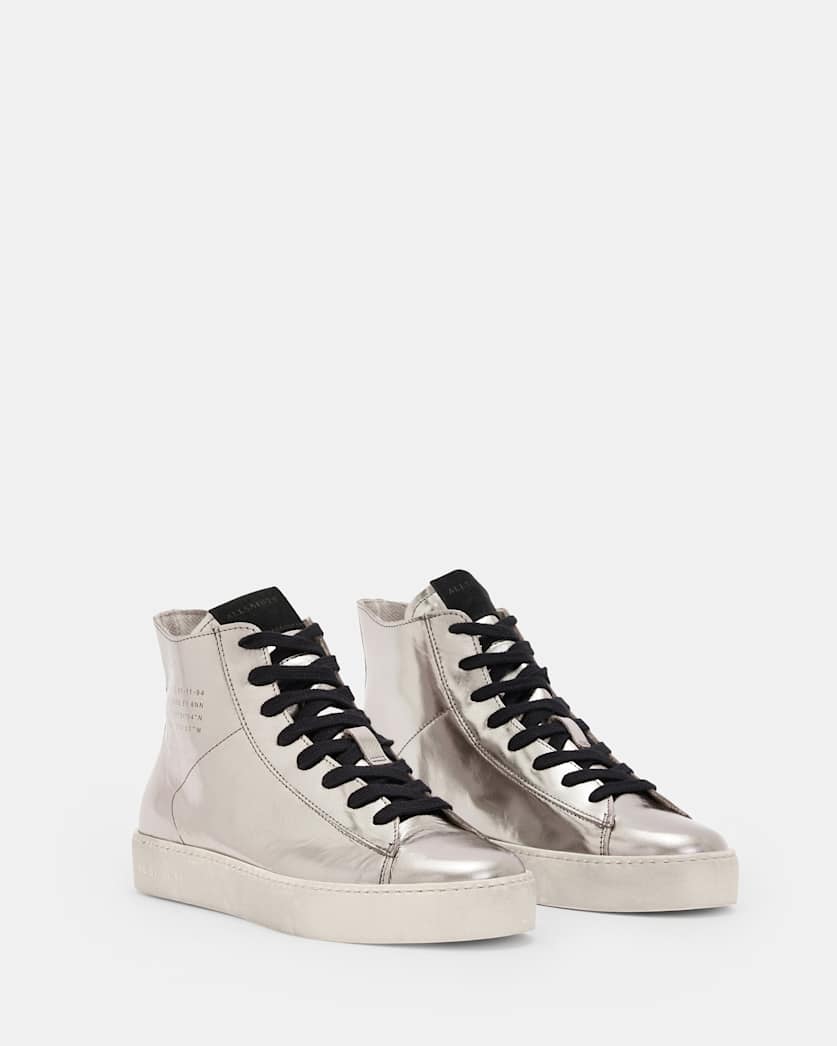 Tana Metallic Leather High Top Trainers