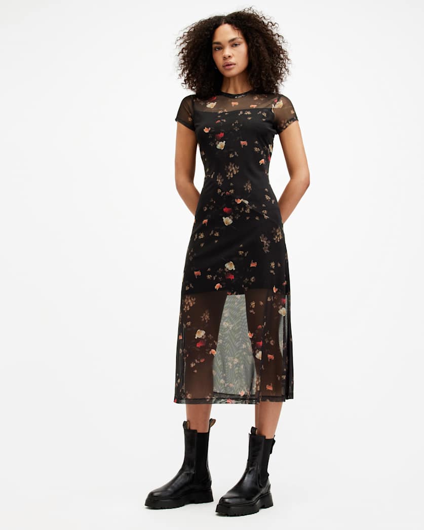 Hanna Short Sleeve Mesh Kora Midi Dress