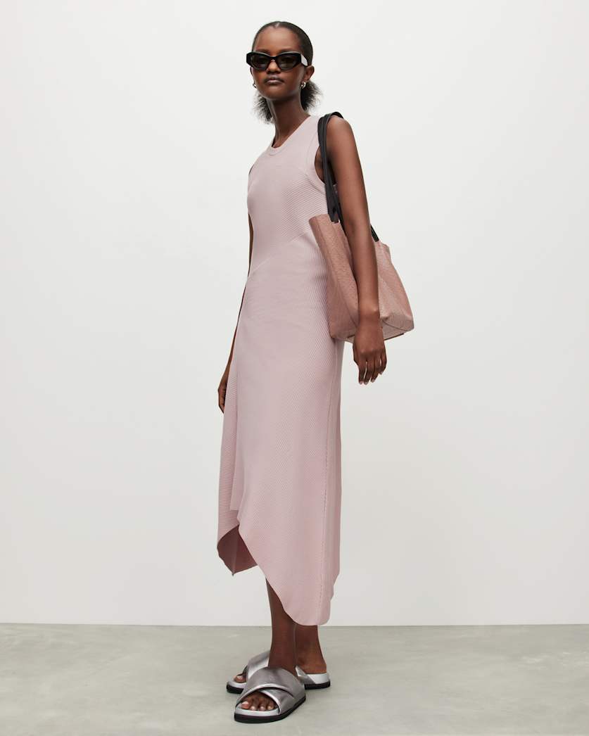Gia Asymmetrical Ribbed Midi Dress